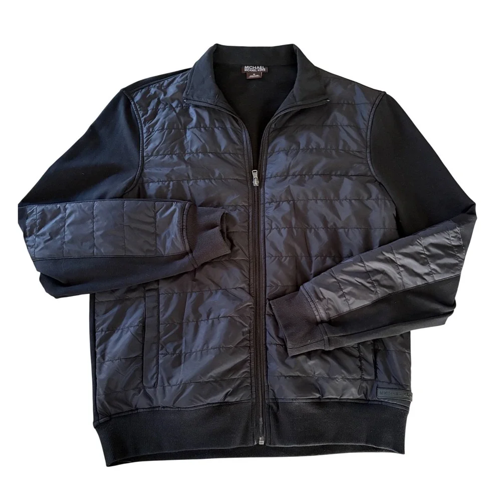 Michael Kors Mens Quilted Puffer Jacket Bomber Style Black Full Zip Size M - Picture 3 of 11